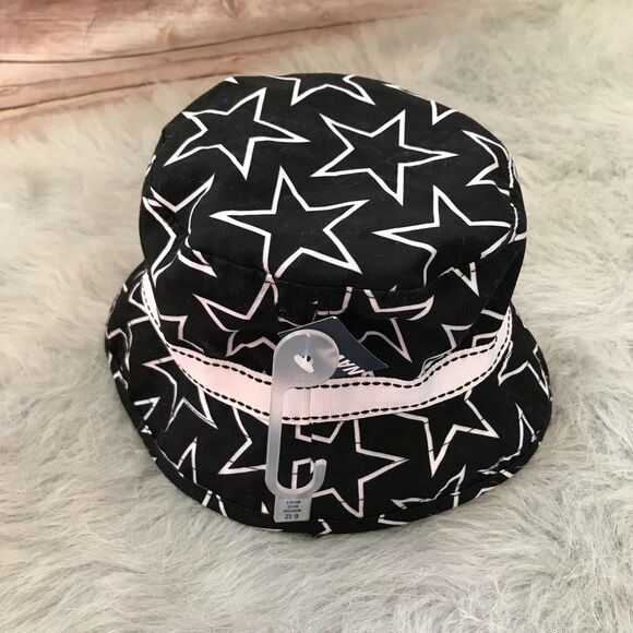 Old Navy Girls Boys Swim Hat Size 6-12 Months‎ Black White Stars Bucket NEW - Picture 4 of 5